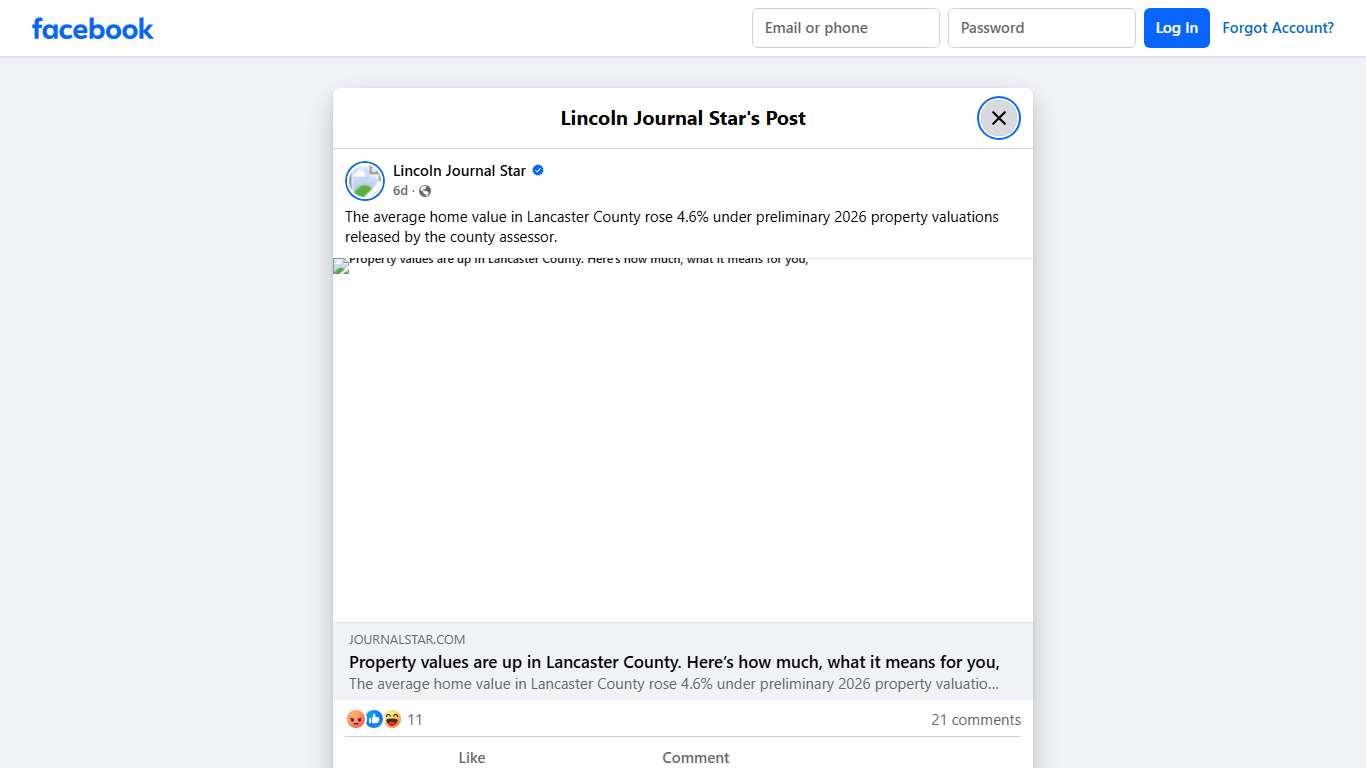 The average home value in Lancaster... - Lincoln Journal Star Facebook