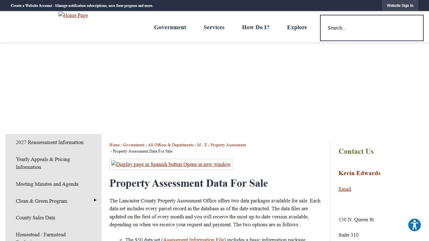 Property Assessment Data For Sale Lancaster County, PA - Official Website
